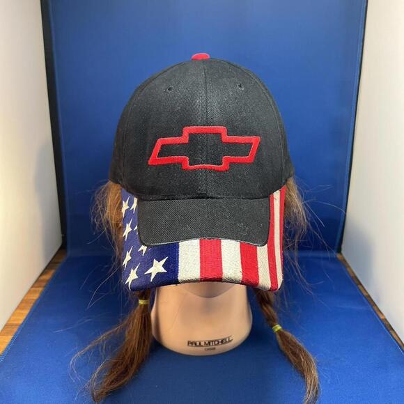 Chevrolet Black Cap with Patriotic Flag Design - Picture 1 of 6